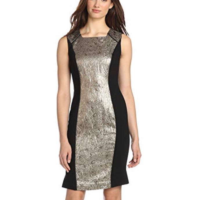 Magaschoni Gold Jacquard Ponte Dress - 10